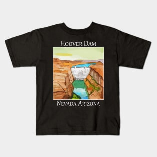 Hoover Dam on the colorado river in Las Vegas Nevada.  Also on the border of Arizona Kids T-Shirt